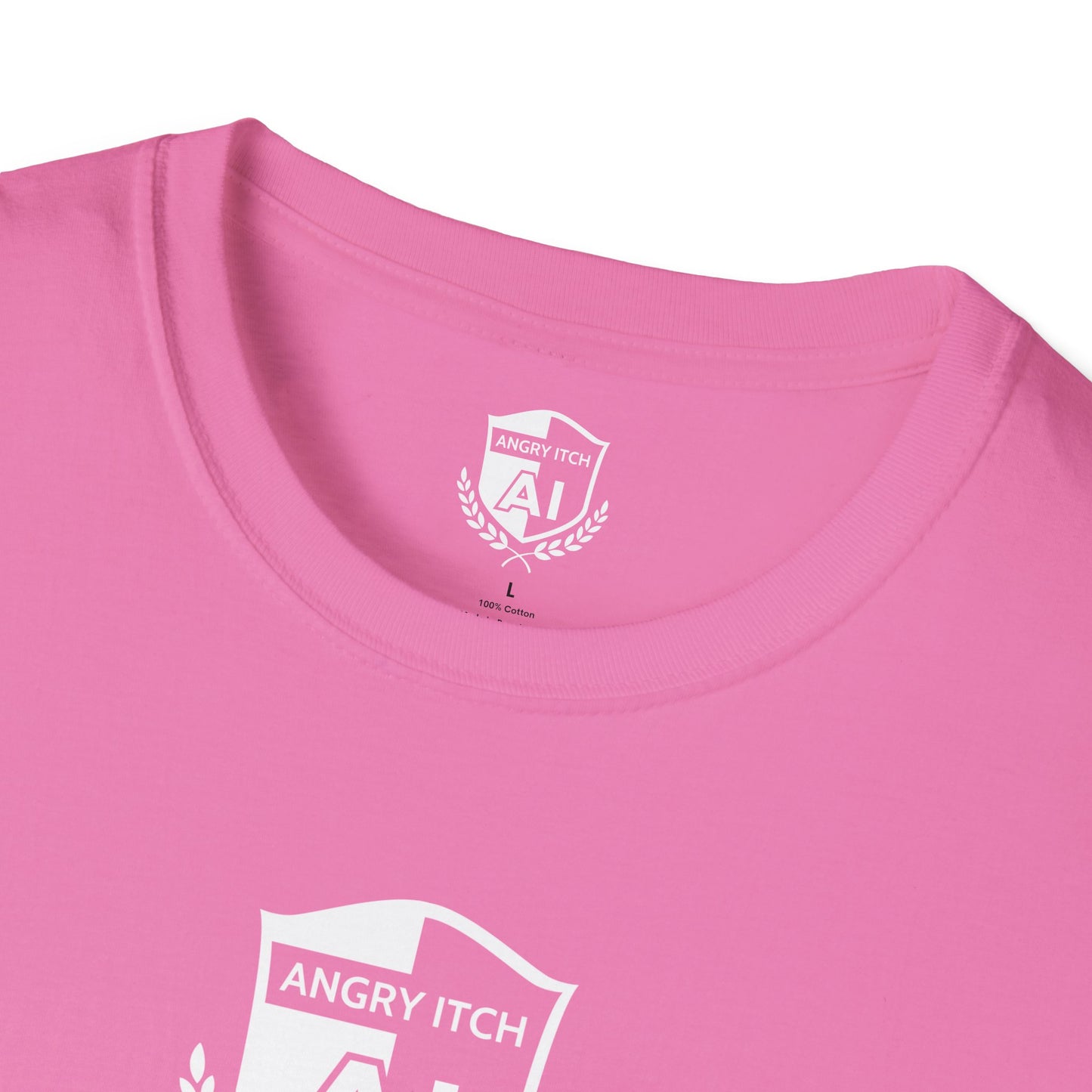 Angry Itch White Logo Chest T-Shirt - Pink