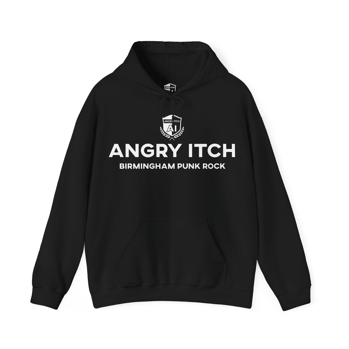 Angry Itch White Logo Sponsor Hoodie - Black