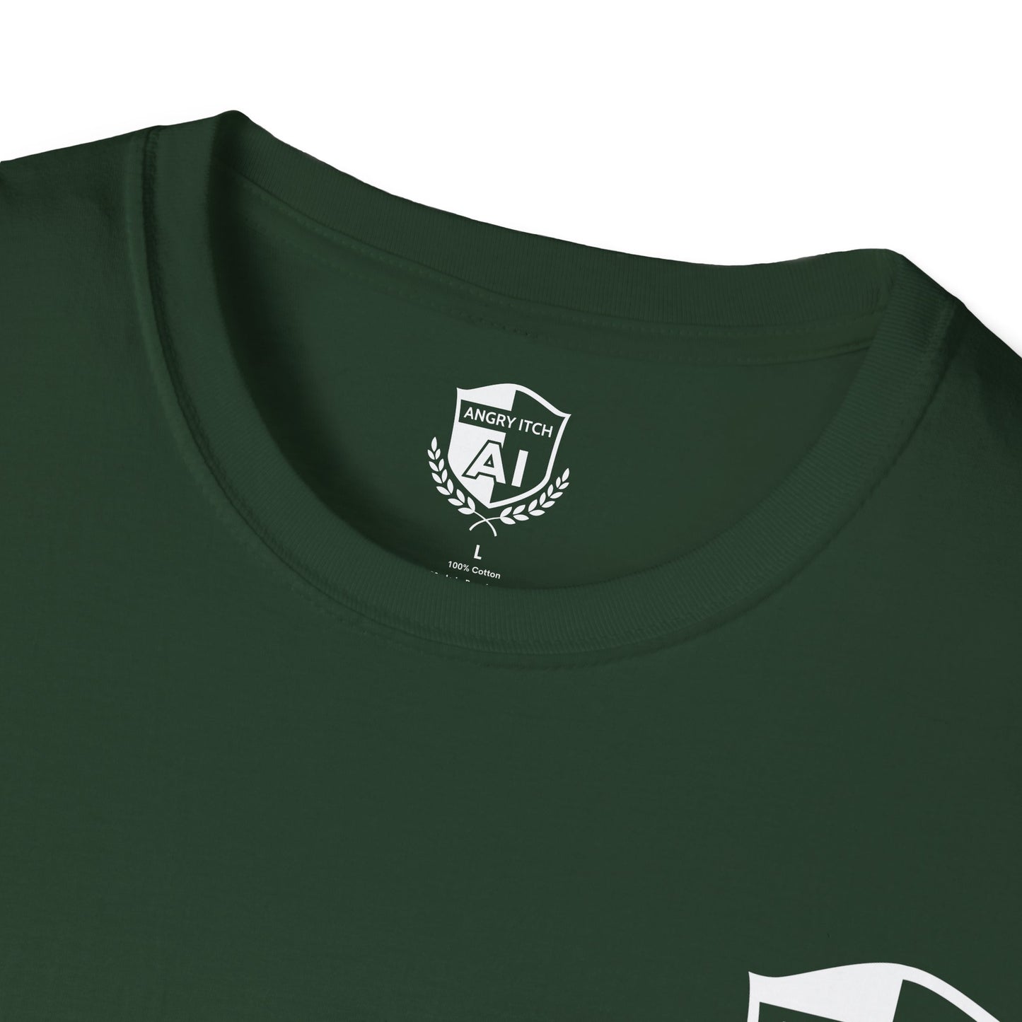 Angry Itch White Logo Pocket T-Shirt - Forest Green