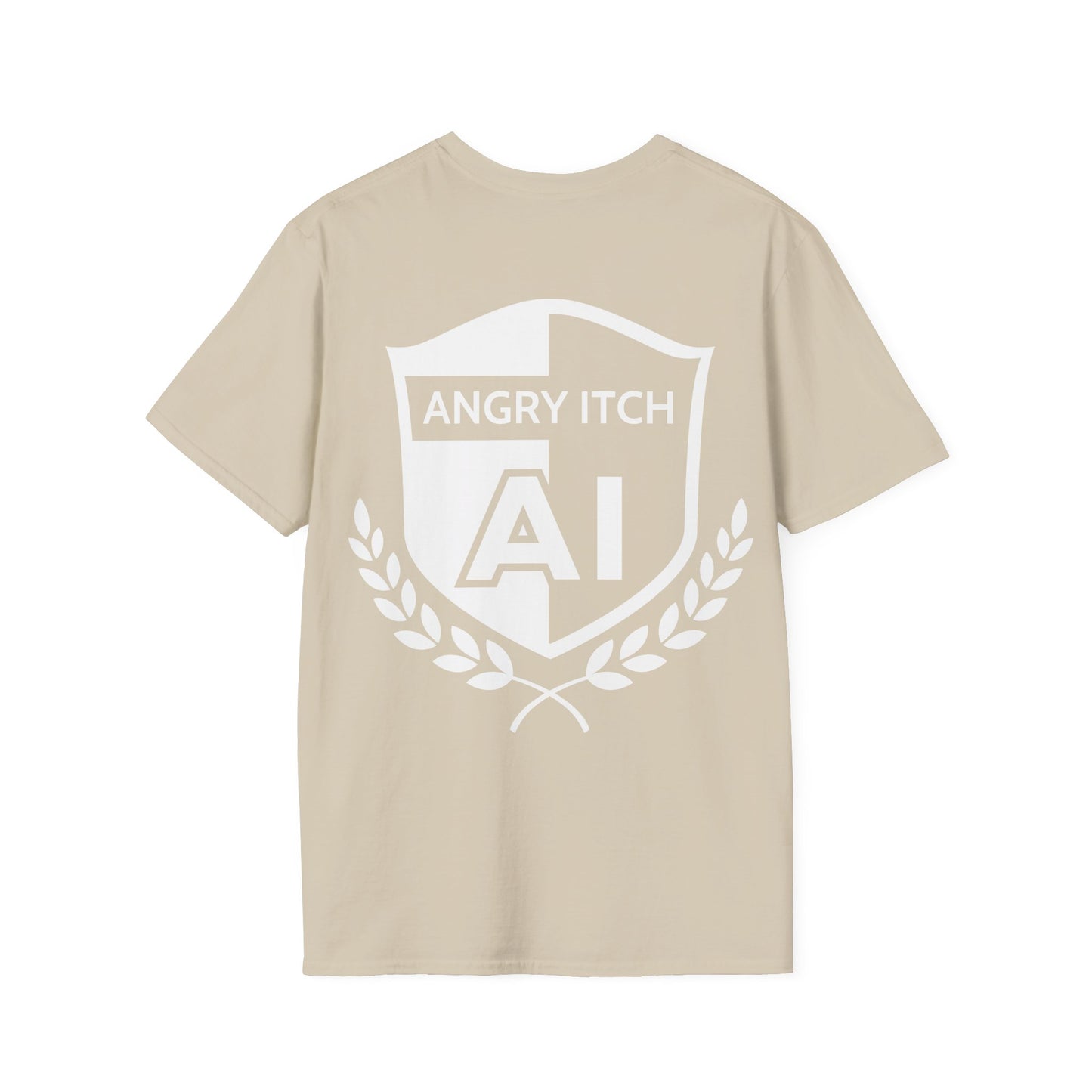 Angry Itch White Logo Sponsor T-Shirt - Sand