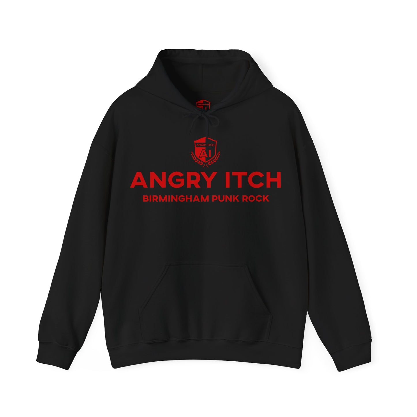 Angry Itch Red Logo Sponsor Hoodie - Black