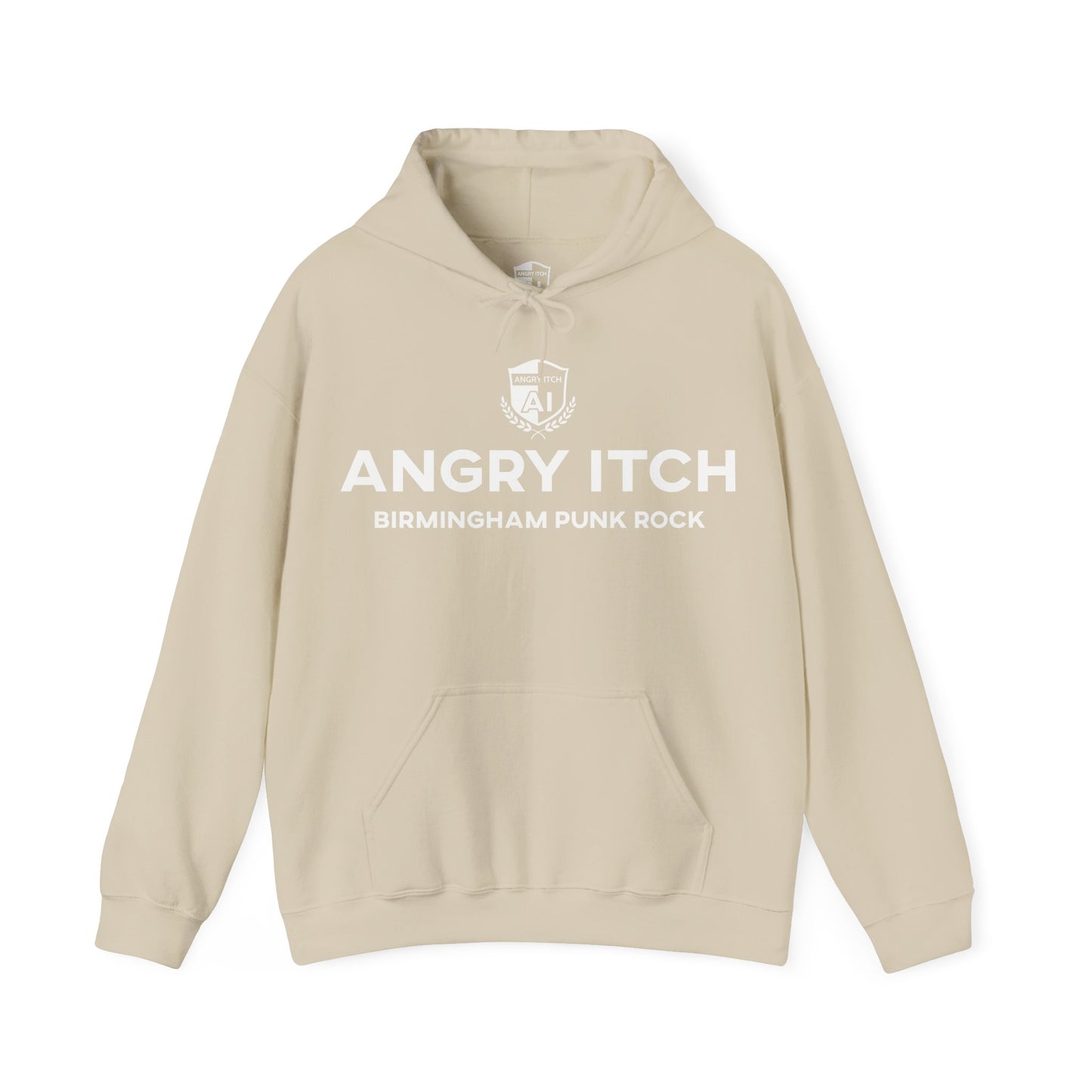 Angry Itch White Logo Sponsor Hoodie - Sand