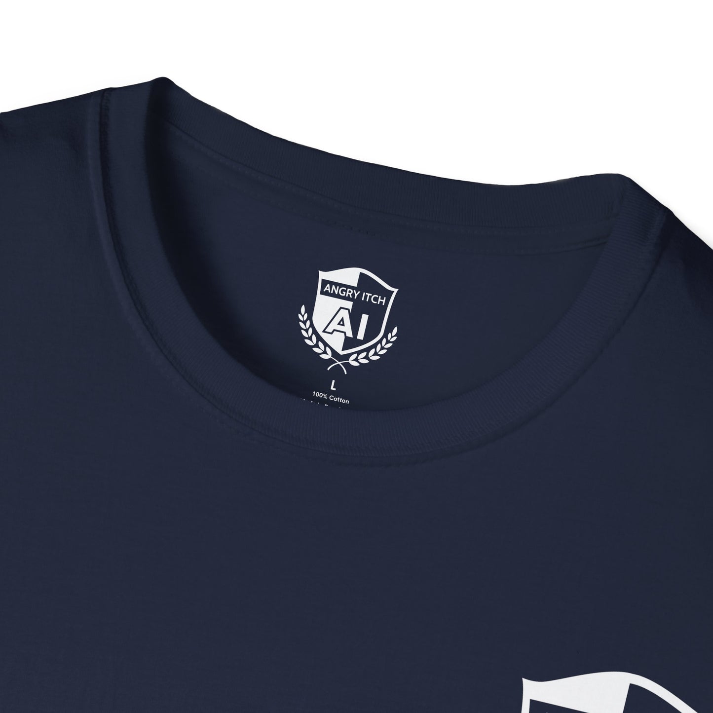 Angry Itch White Logo Pocket T-Shirt - Navy