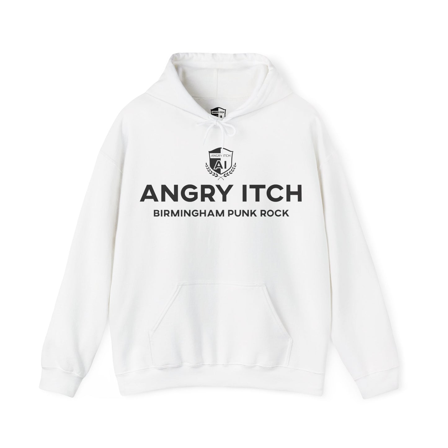Angry Itch Black Logo Sponsor Hoodie - White