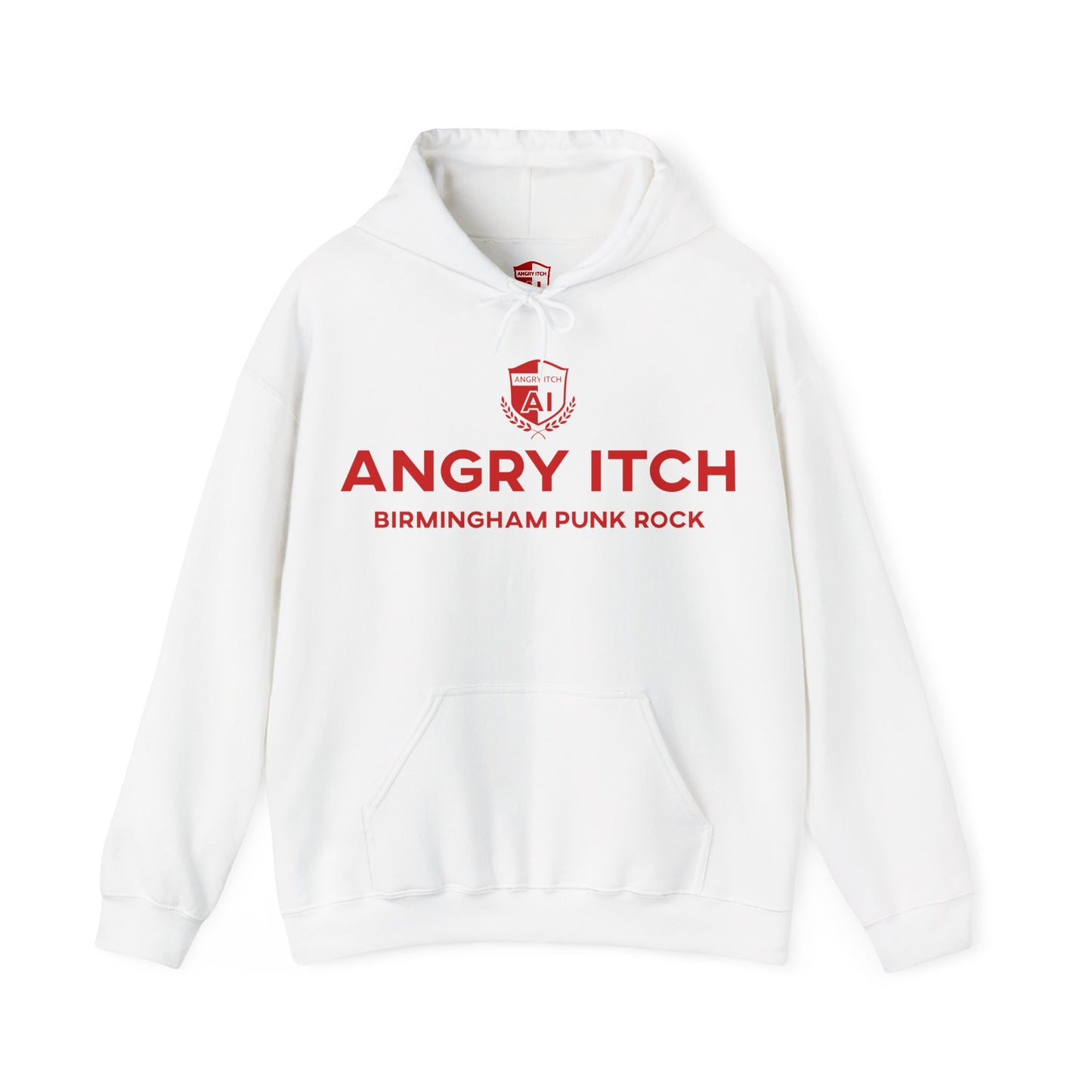 Angry Itch Red Logo Sponsor Hoodie - White