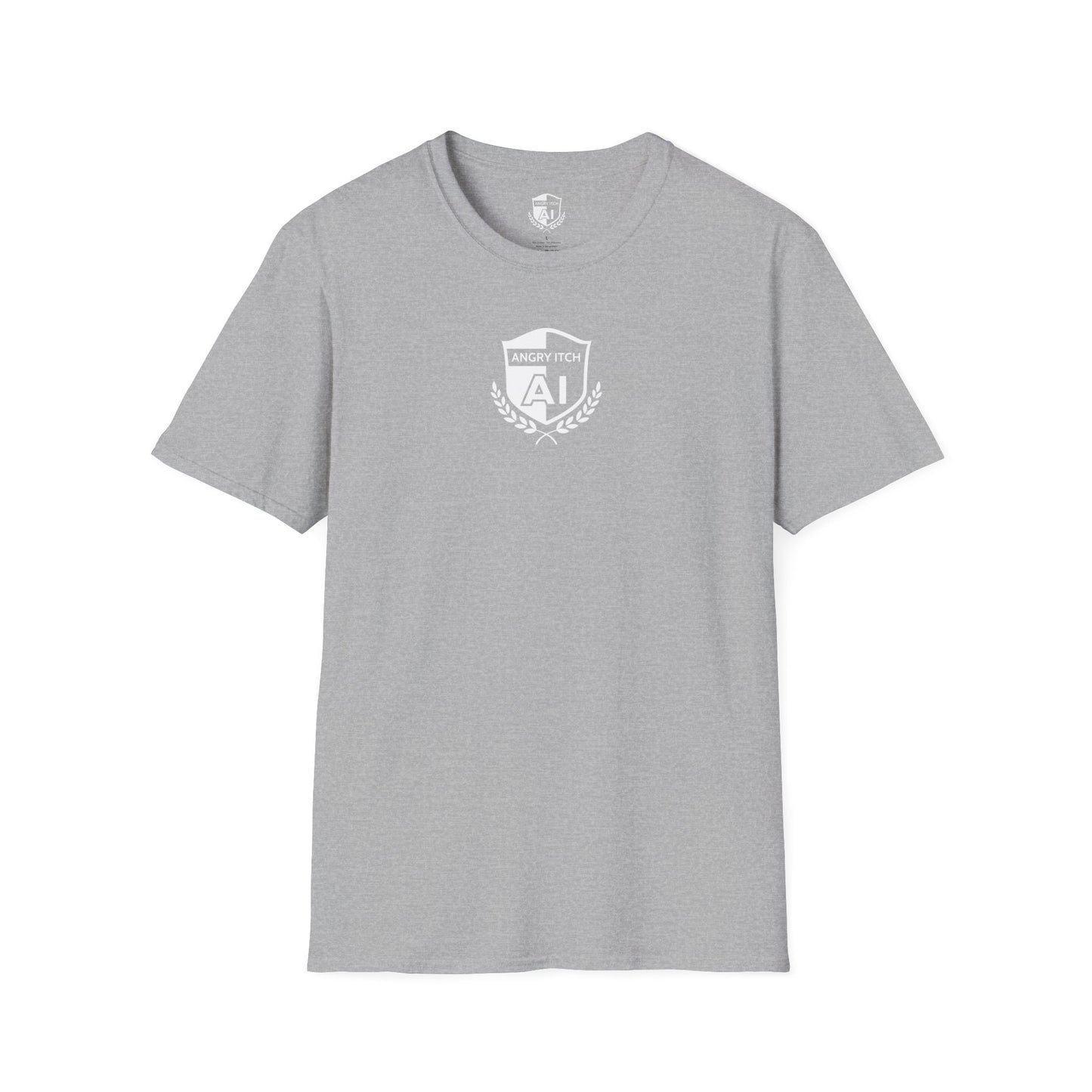 Angry Itch White Logo Chest T-Shirt - Grey
