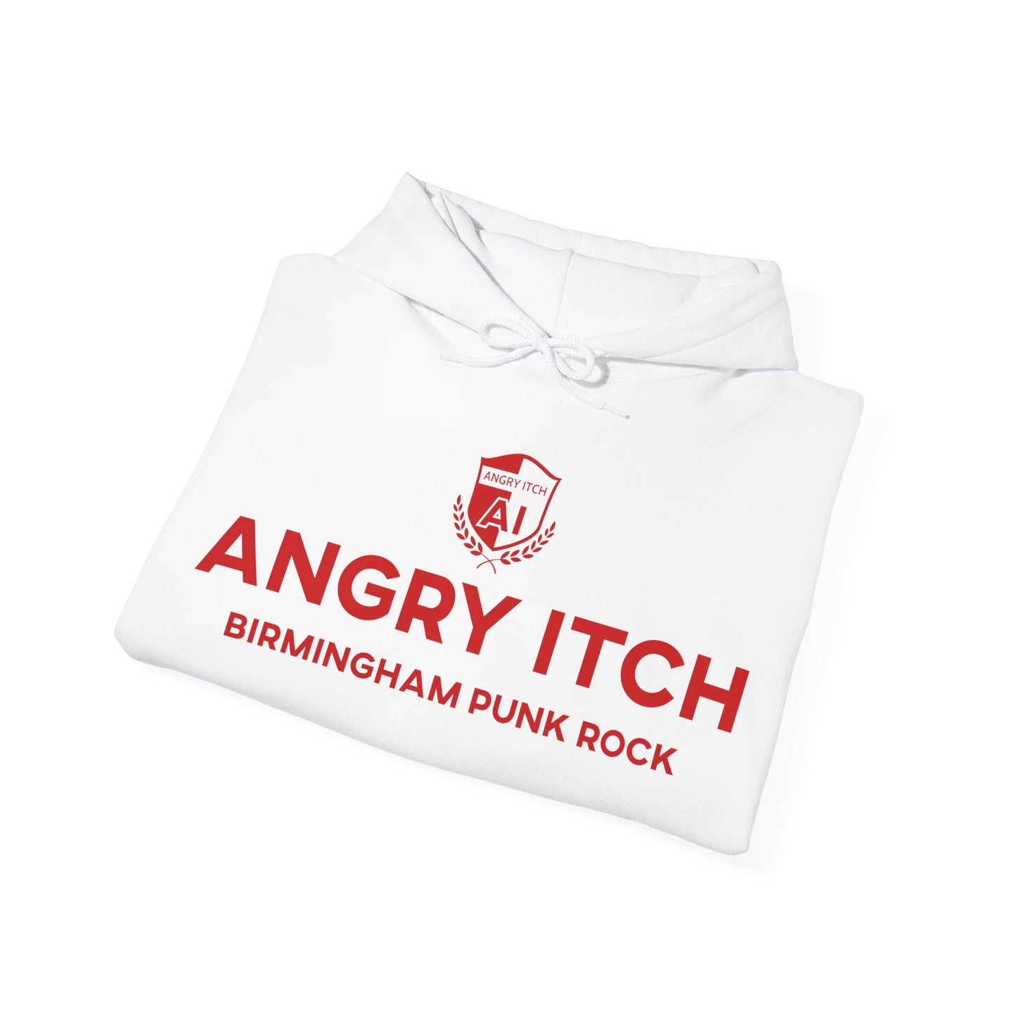 Angry Itch Red Logo Sponsor Hoodie - White