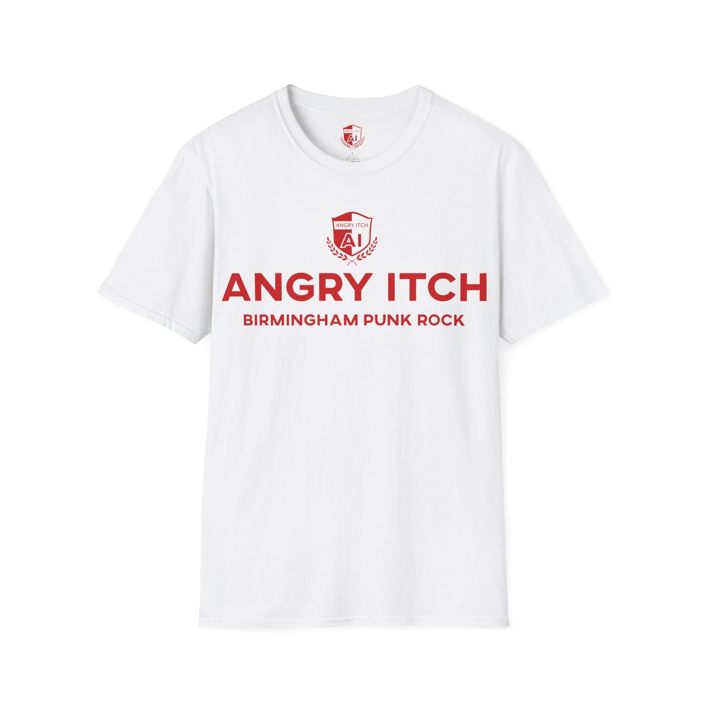 Angry Itch Red Logo Sponsor T-Shirt - White