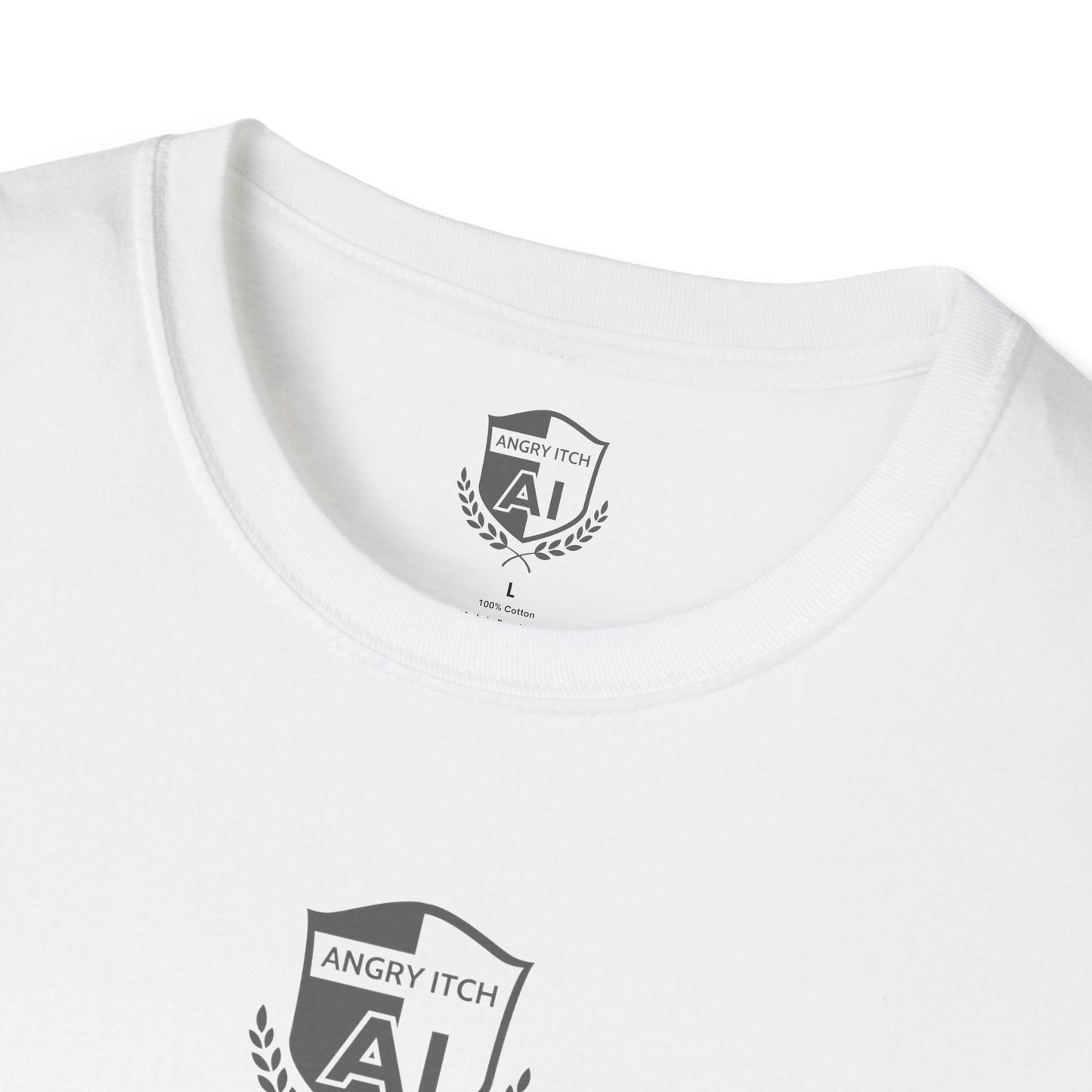 Angry Itch Grey Logo Sponsor T-Shirt - White