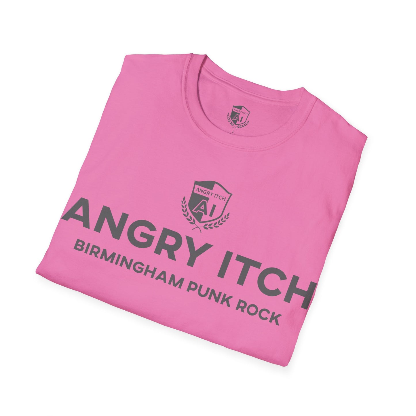 Angry Itch Grey Logo Sponsor T-Shirt - Pink