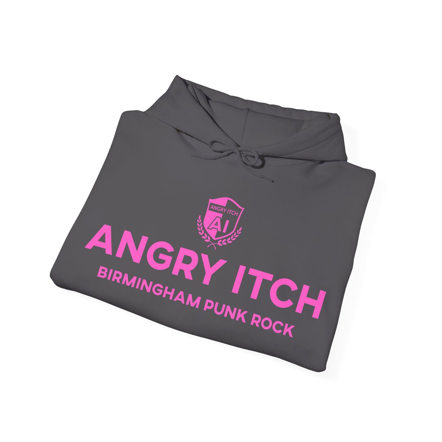 Angry Itch Pink Logo Sponsor Hoodie - Charcoal