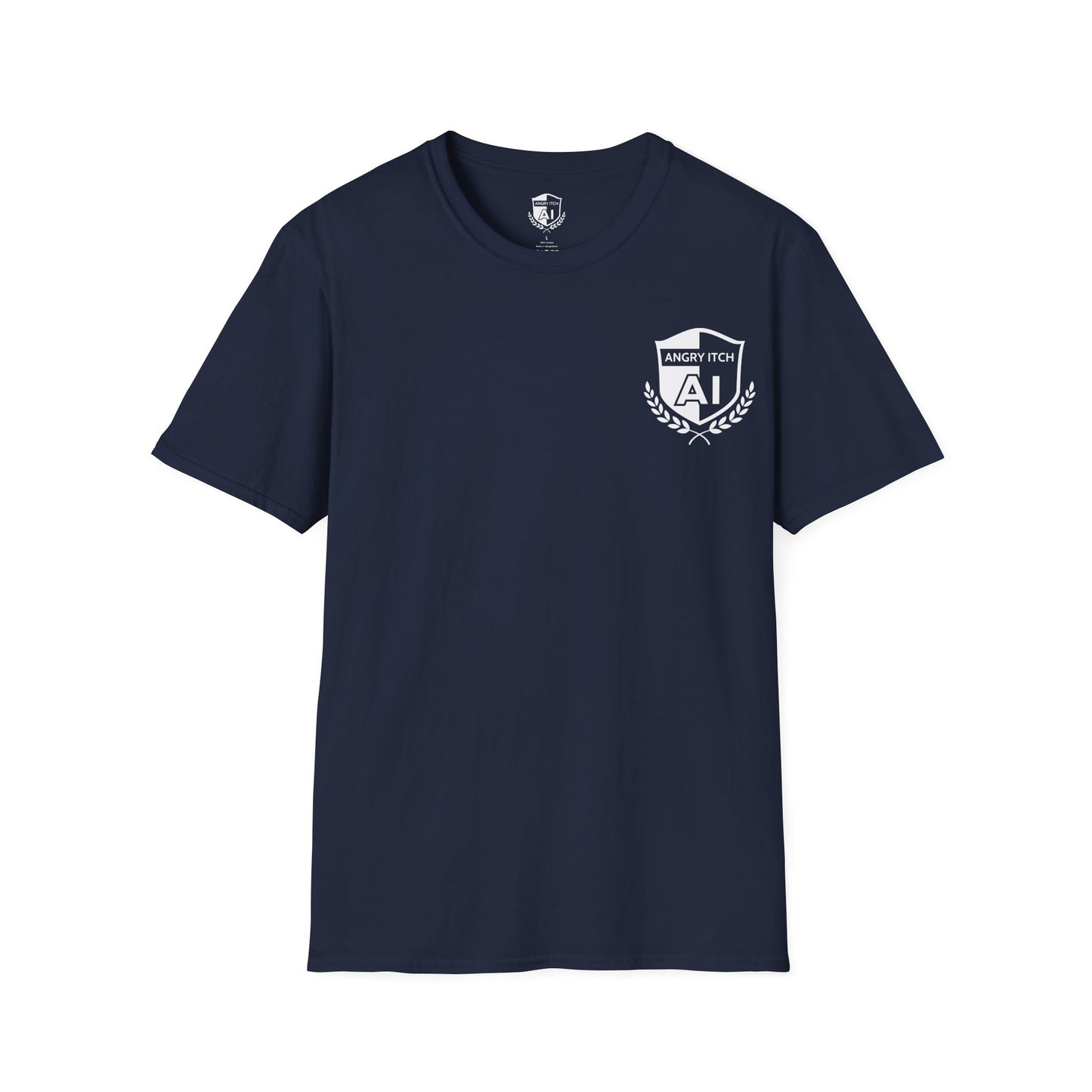 Angry Itch White Logo Pocket T-Shirt - Navy