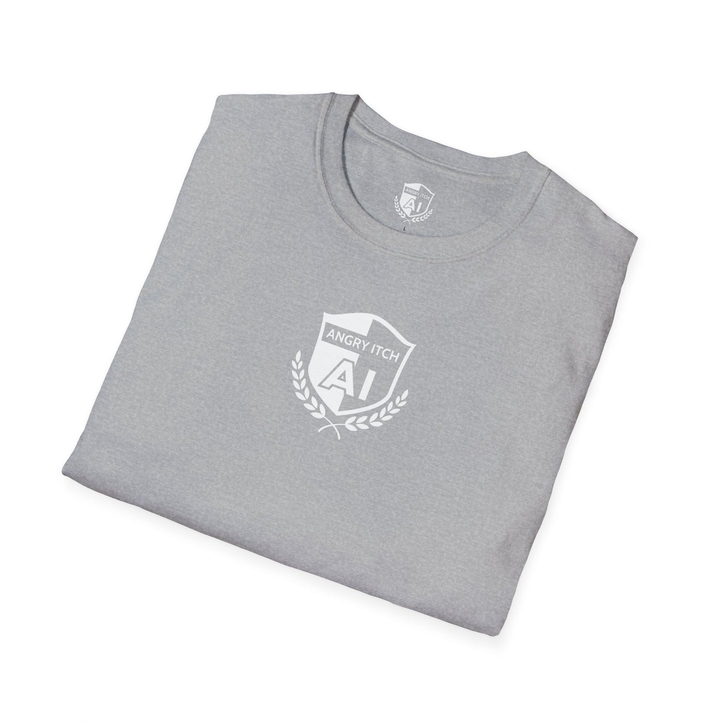 Angry Itch White Logo Chest T-Shirt - Grey