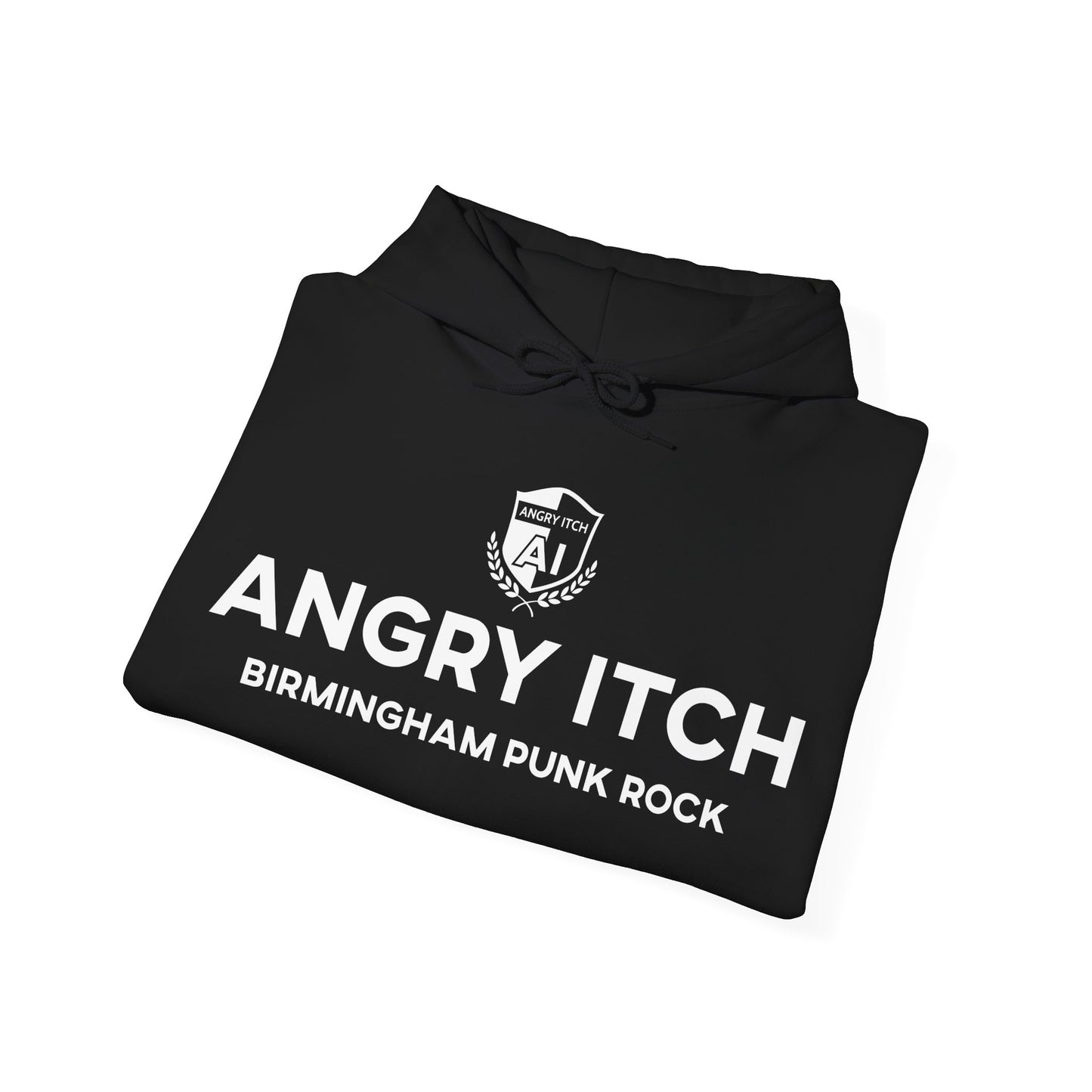 Angry Itch White Logo Sponsor Hoodie - Black