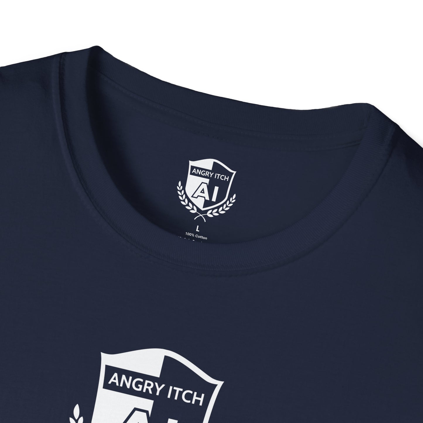 Angry Itch White Logo Chest T-Shirt - Navy
