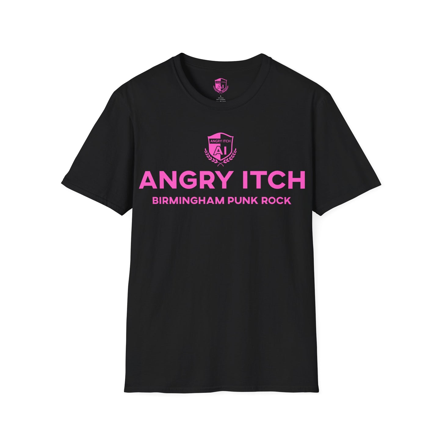 Angry Itch Pink Logo Sponsor T-Shirt - Black