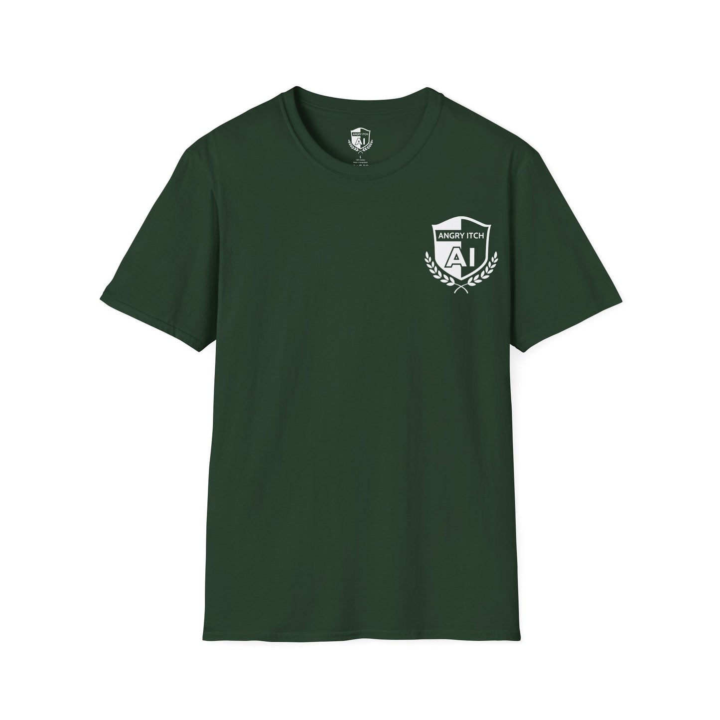 Angry Itch White Logo Pocket T-Shirt - Forest Green