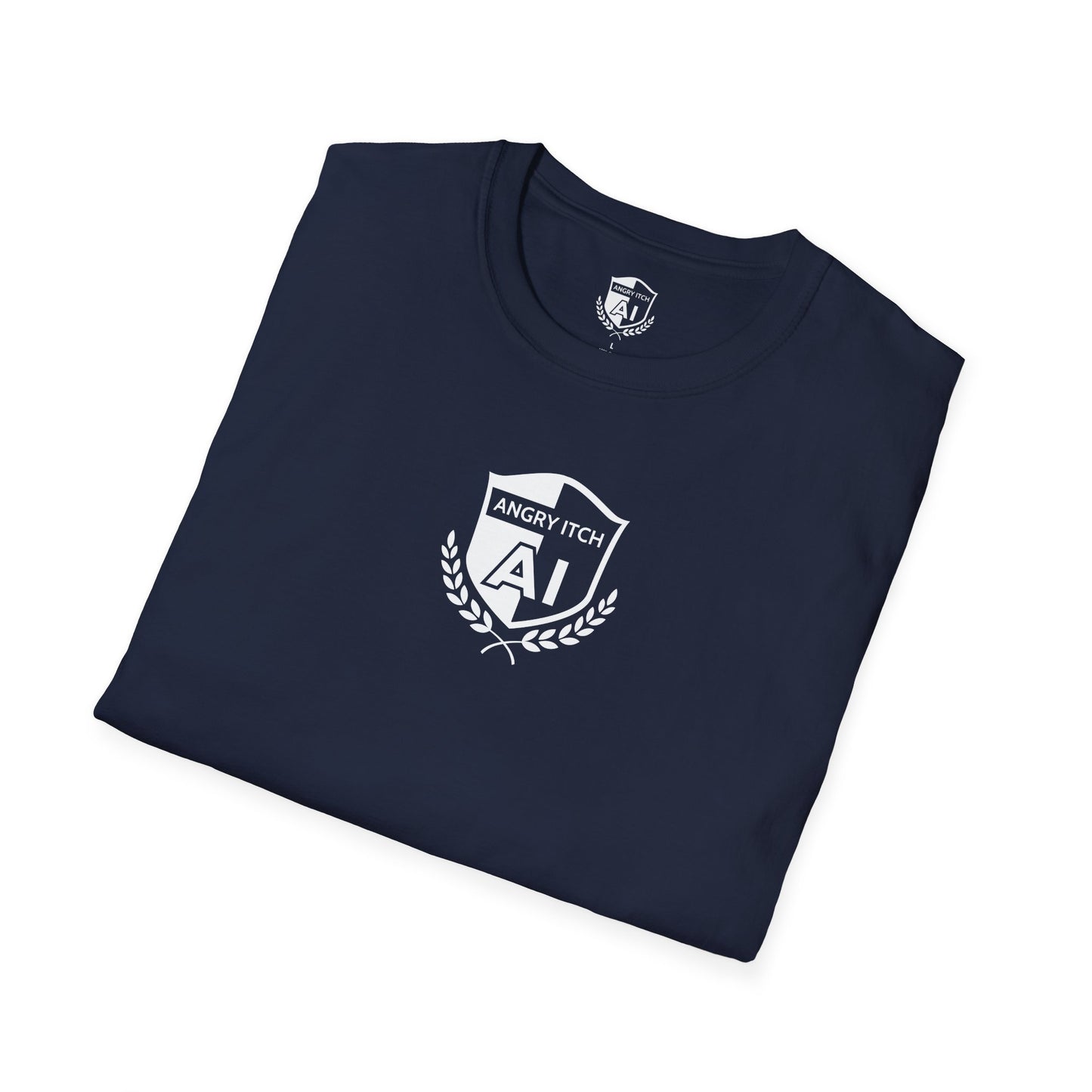 Angry Itch White Logo Chest T-Shirt - Navy