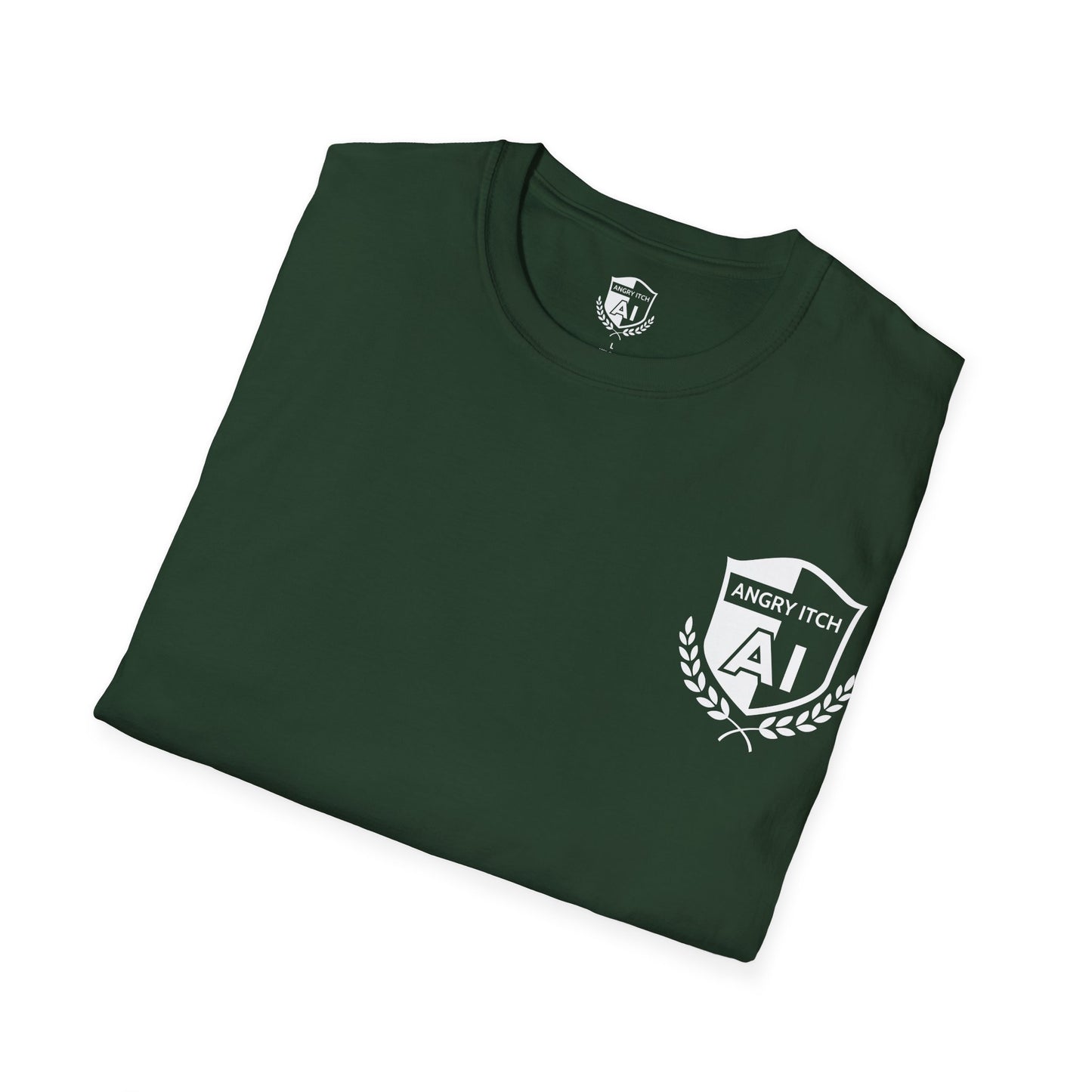 Angry Itch White Logo Pocket T-Shirt - Forest Green