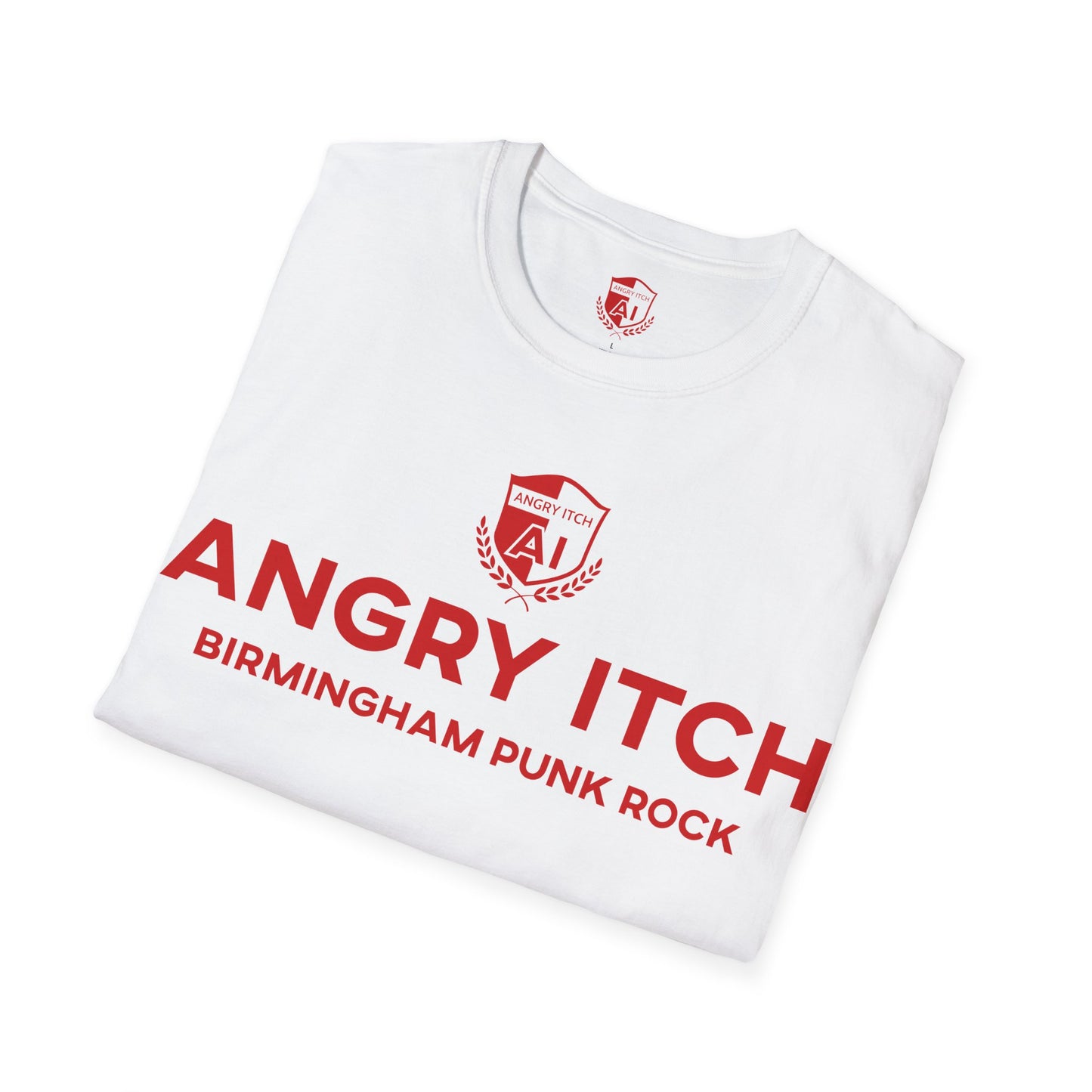 Angry Itch Red Logo Sponsor T-Shirt - White