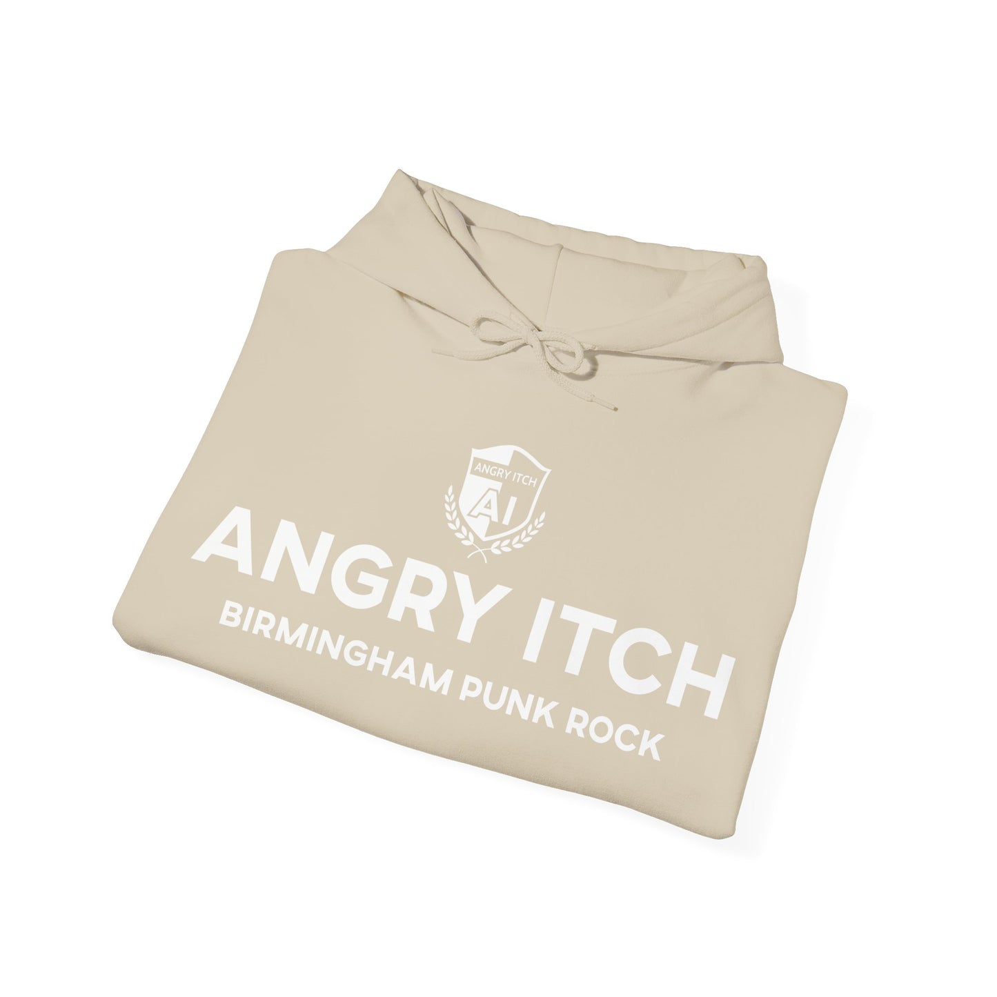 Angry Itch White Logo Sponsor Hoodie - Sand