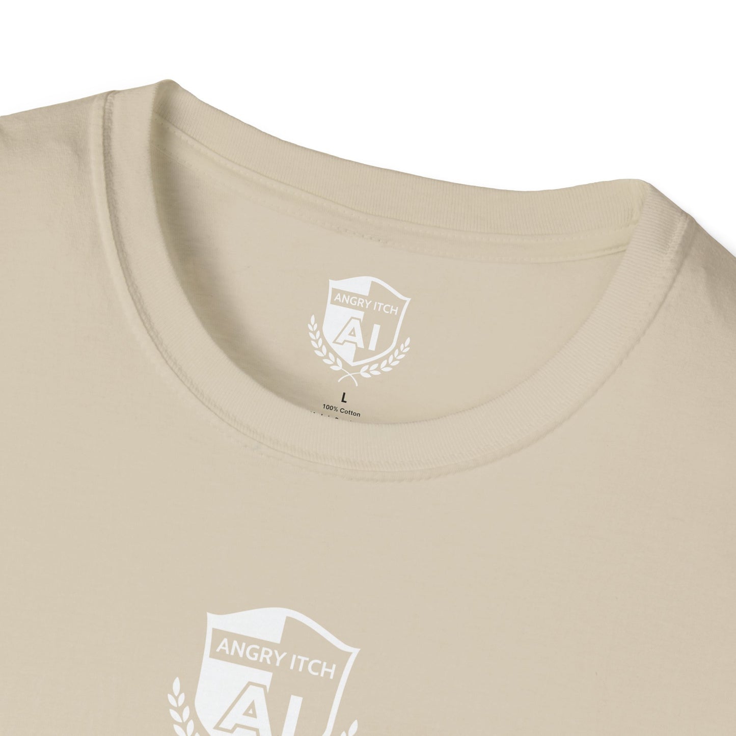 Angry Itch White Logo Sponsor T-Shirt - Sand