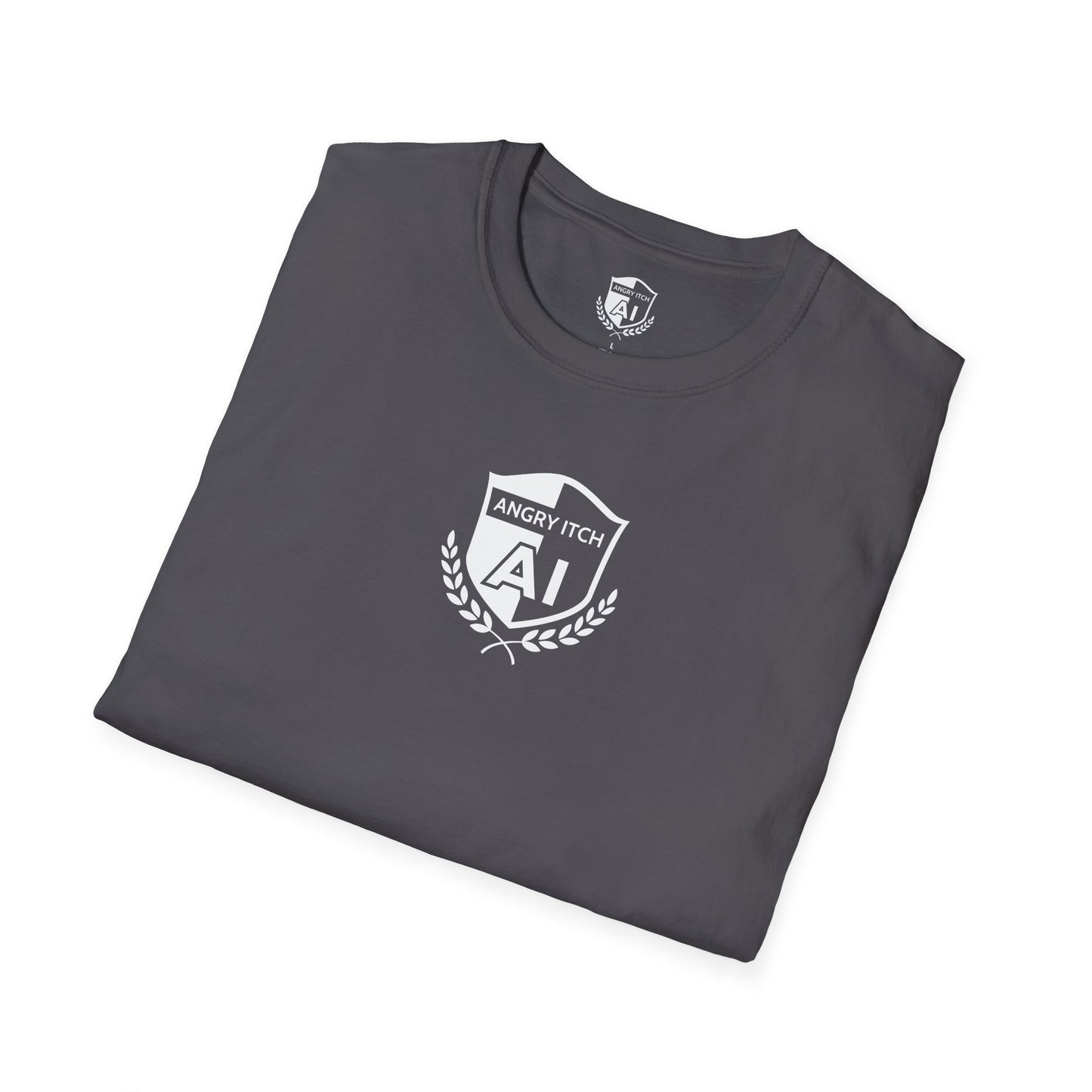 Angry Itch White Logo Chest T-Shirt - Charcoal
