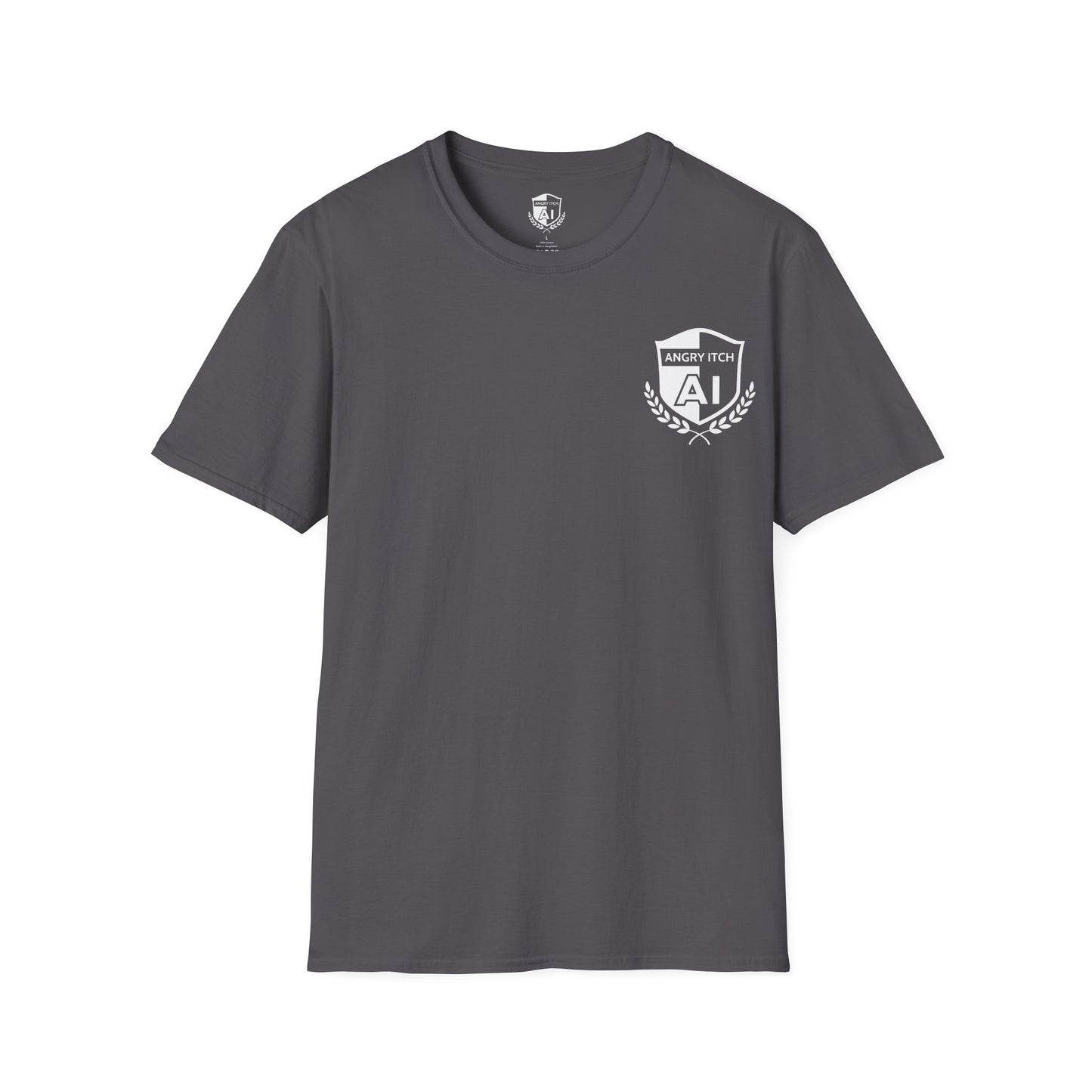 Angry Itch White Logo Pocket T-Shirt - Charcoal