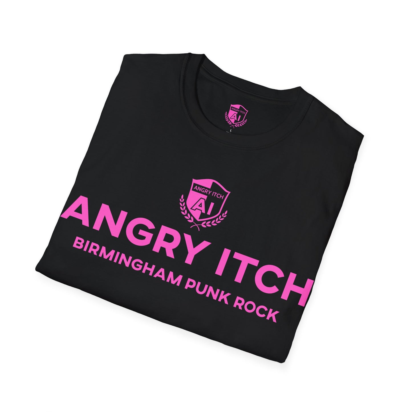 Angry Itch Pink Logo Sponsor T-Shirt - Black