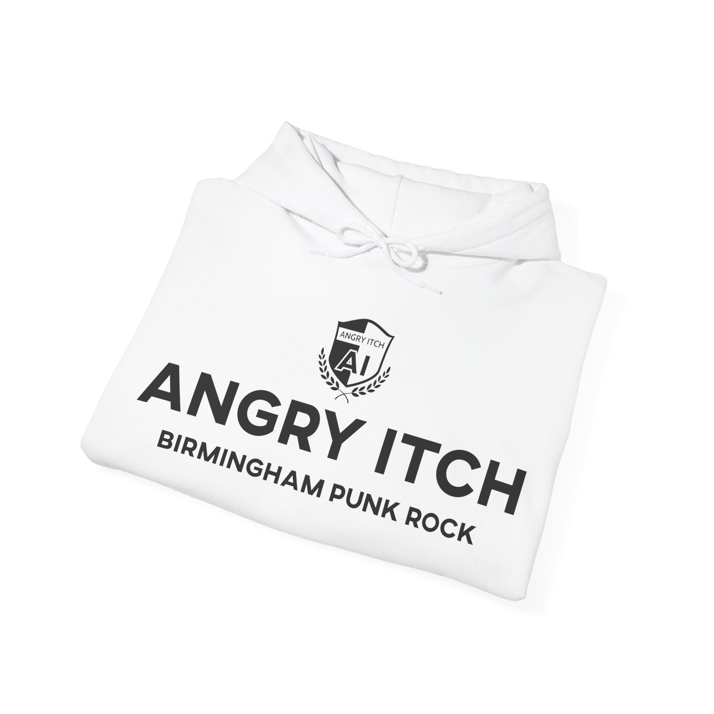 Angry Itch Black Logo Sponsor Hoodie - White