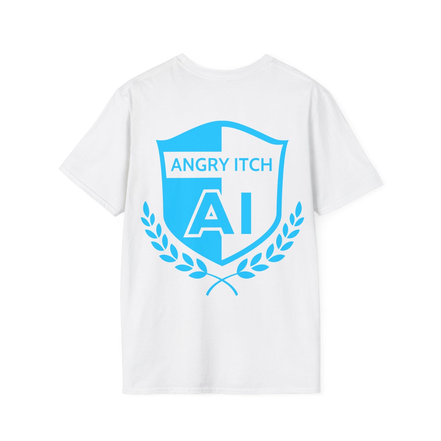 Angry Itch Blue Logo Sponsor T-Shirt - White