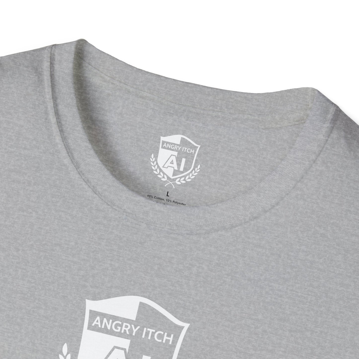 Angry Itch White Logo Chest T-Shirt - Grey