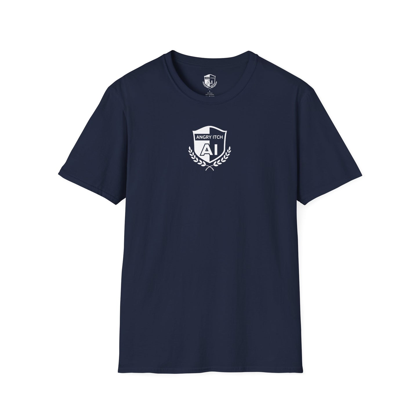 Angry Itch White Logo Chest T-Shirt - Navy