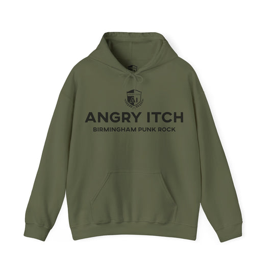 Angry Itch Black Logo Sponsor Hoodie - Military Green