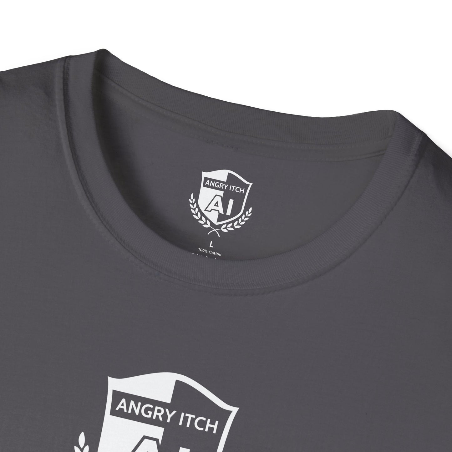 Angry Itch White Logo Chest T-Shirt - Charcoal