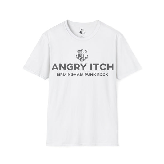 Angry Itch Grey Logo Sponsor T-Shirt - White