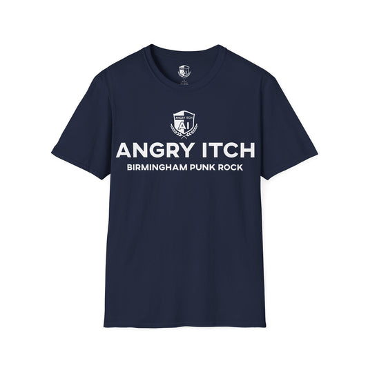 Angry Itch White Logo Sponsor T-Shirt - Navy