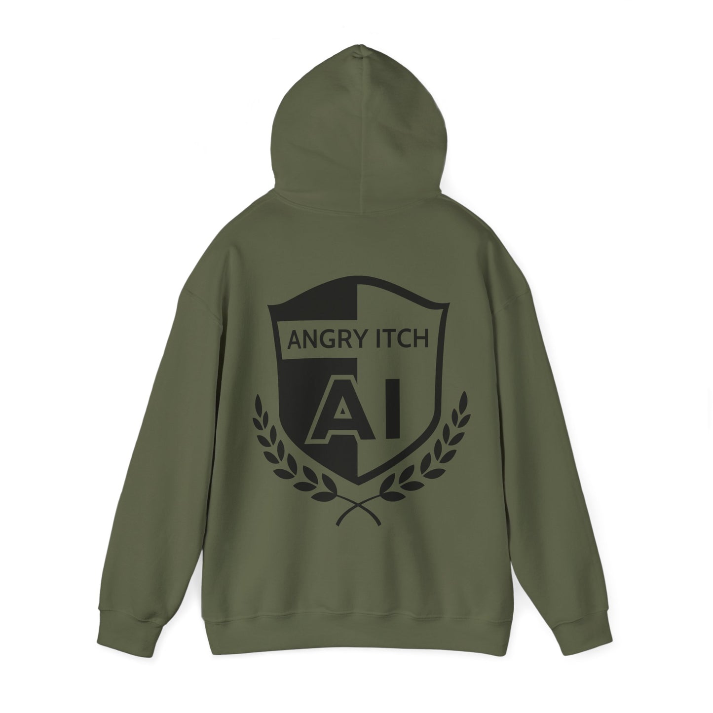 Angry Itch Black Logo Sponsor Hoodie - Military Green