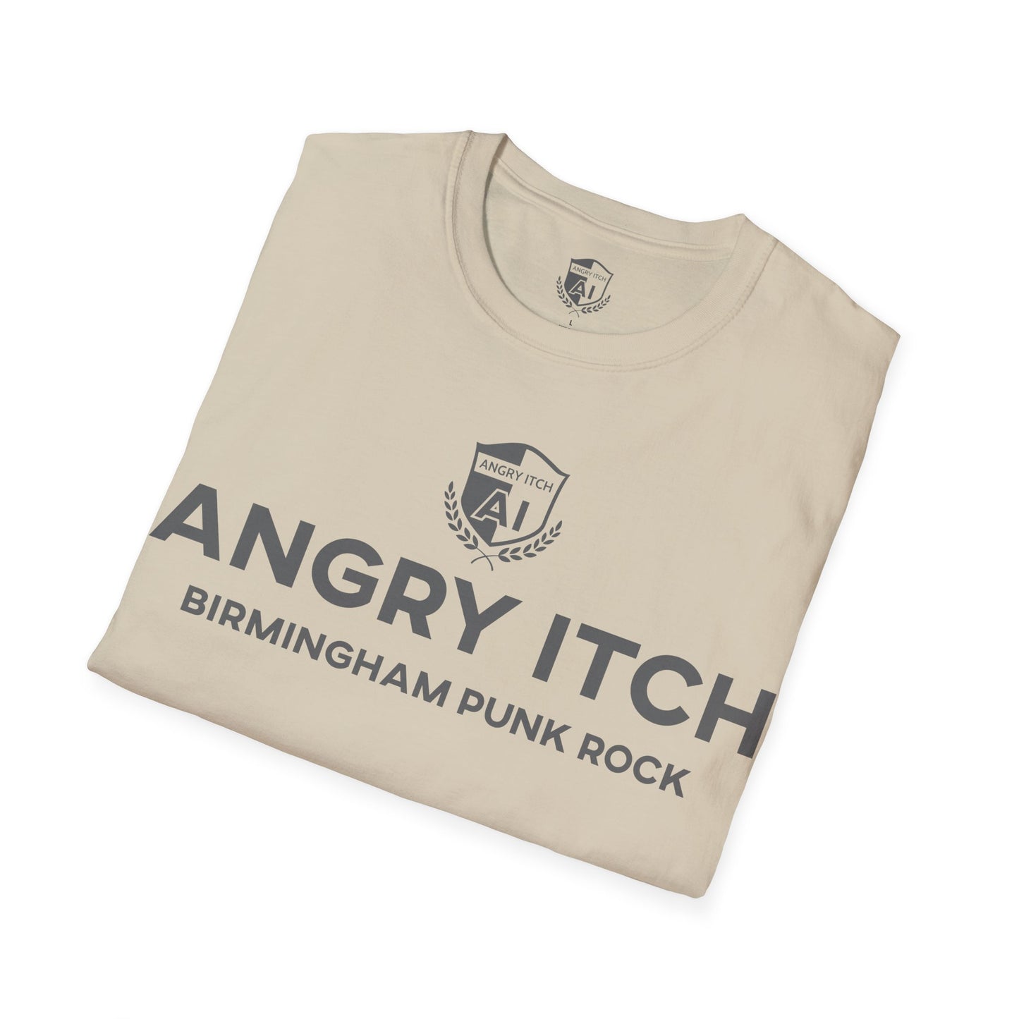Angry Itch Grey Logo Sponsor T-Shirt - Sand