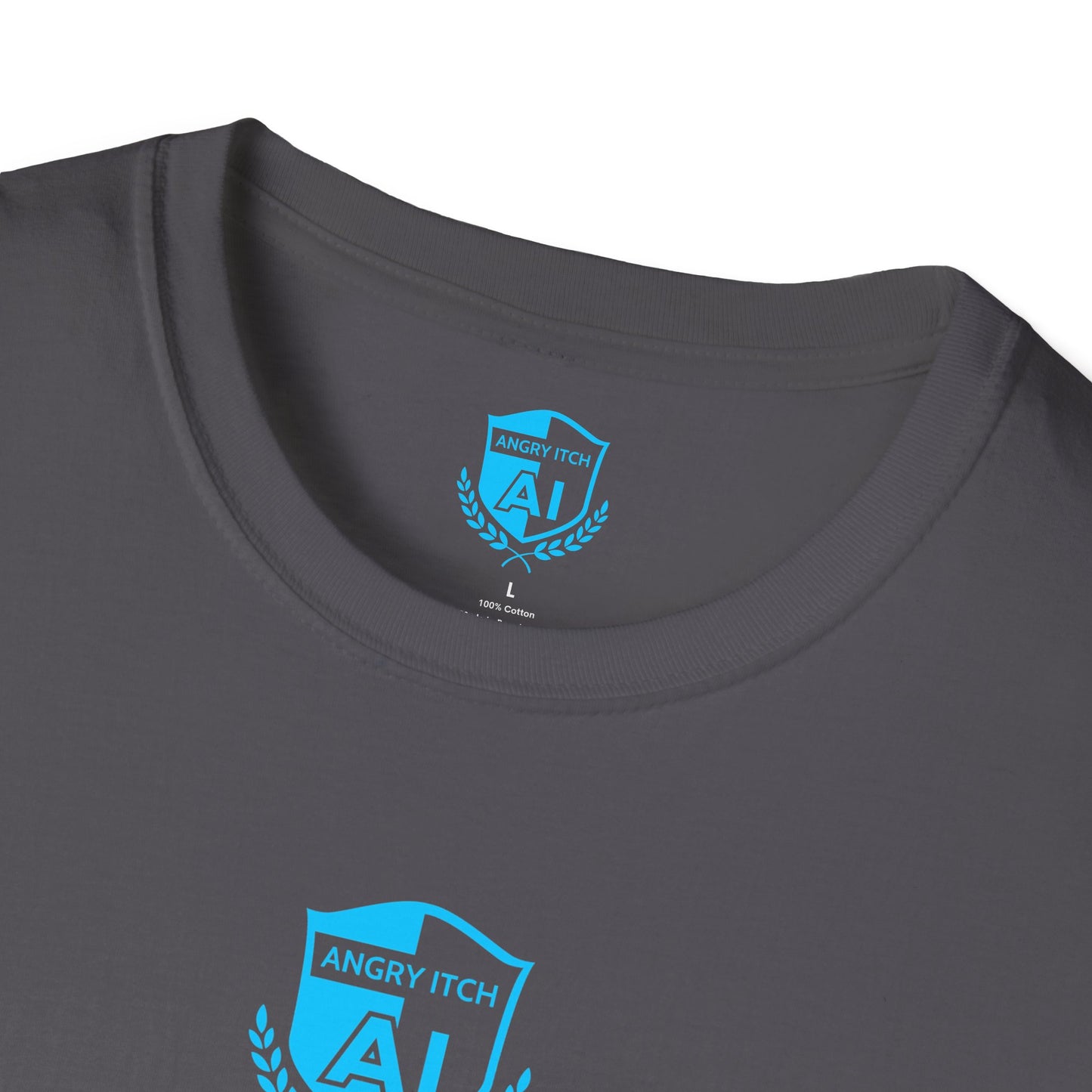 Angry Itch Blue Logo Sponsor T-Shirt - Charcoal