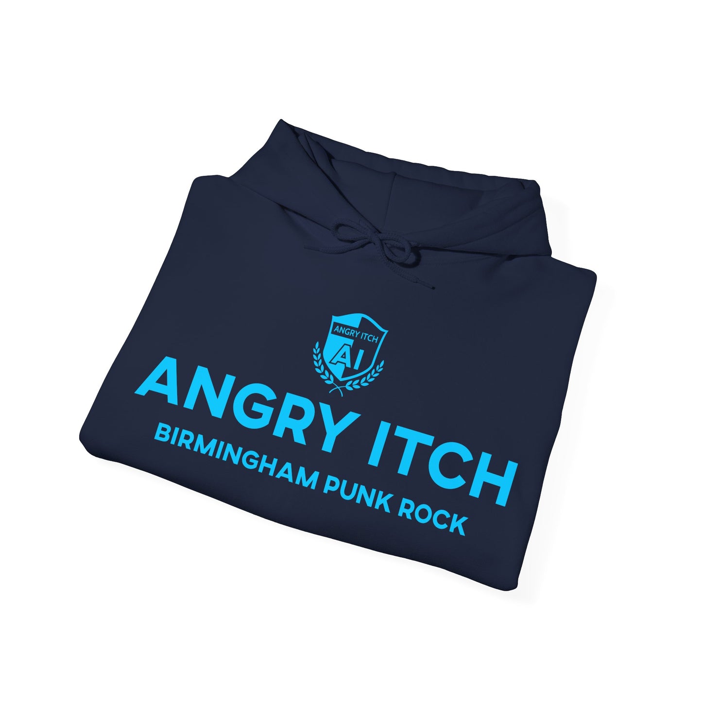 Angry Itch Blue Logo Sponsor Hoodie - Navy