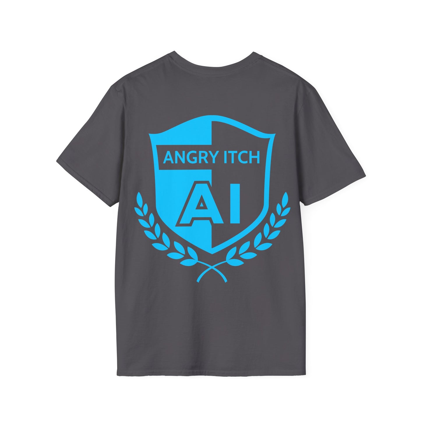 Angry Itch Blue Logo Sponsor T-Shirt - Charcoal