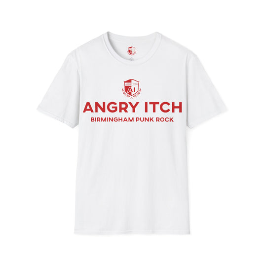 Angry Itch Red Logo Sponsor T-Shirt - White