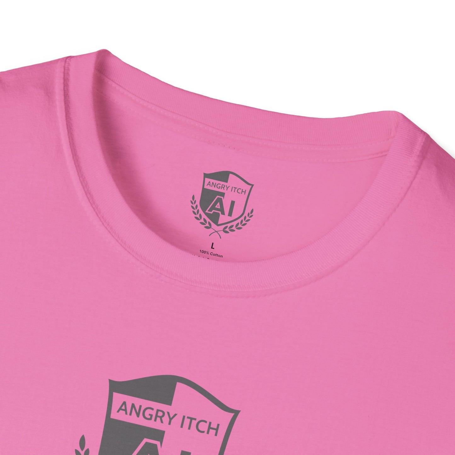 Angry Itch Grey Logo Chest T-Shirt - Pink