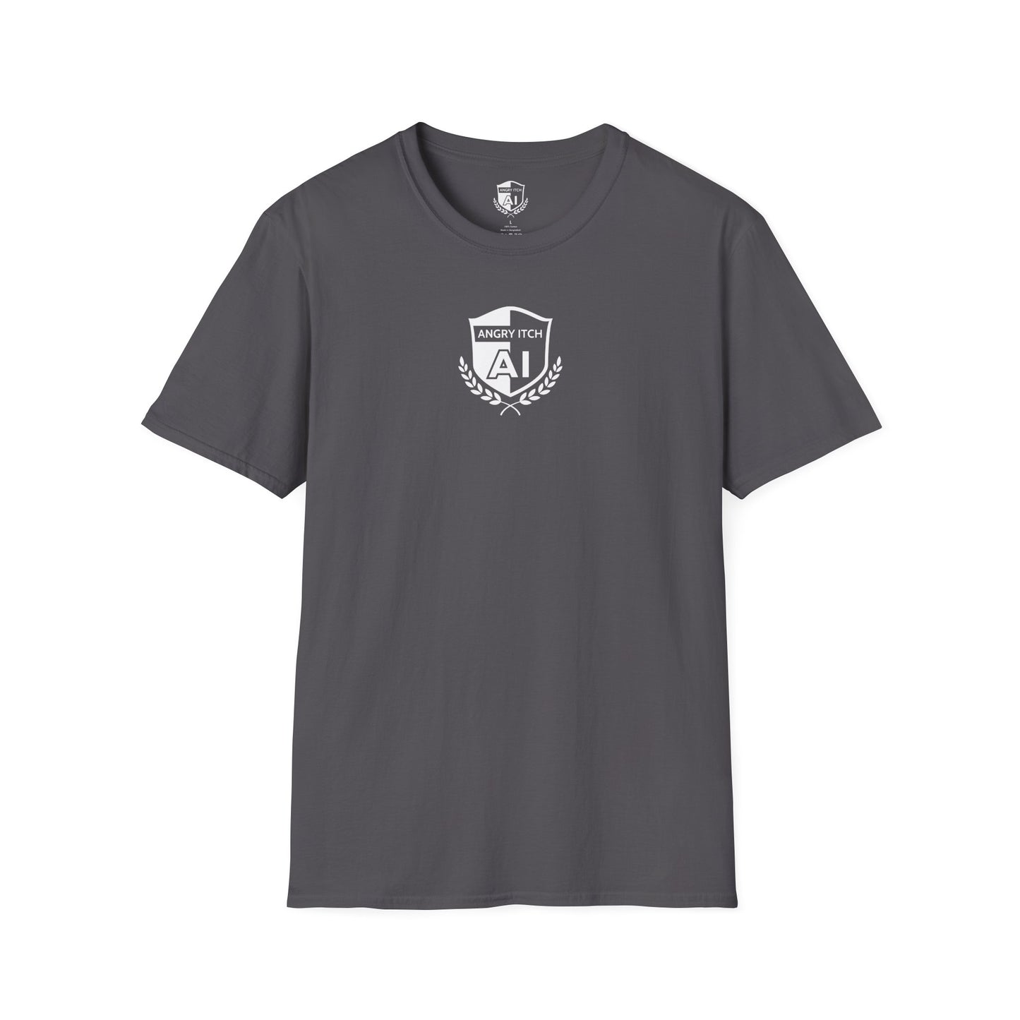 Angry Itch White Logo Chest T-Shirt - Charcoal