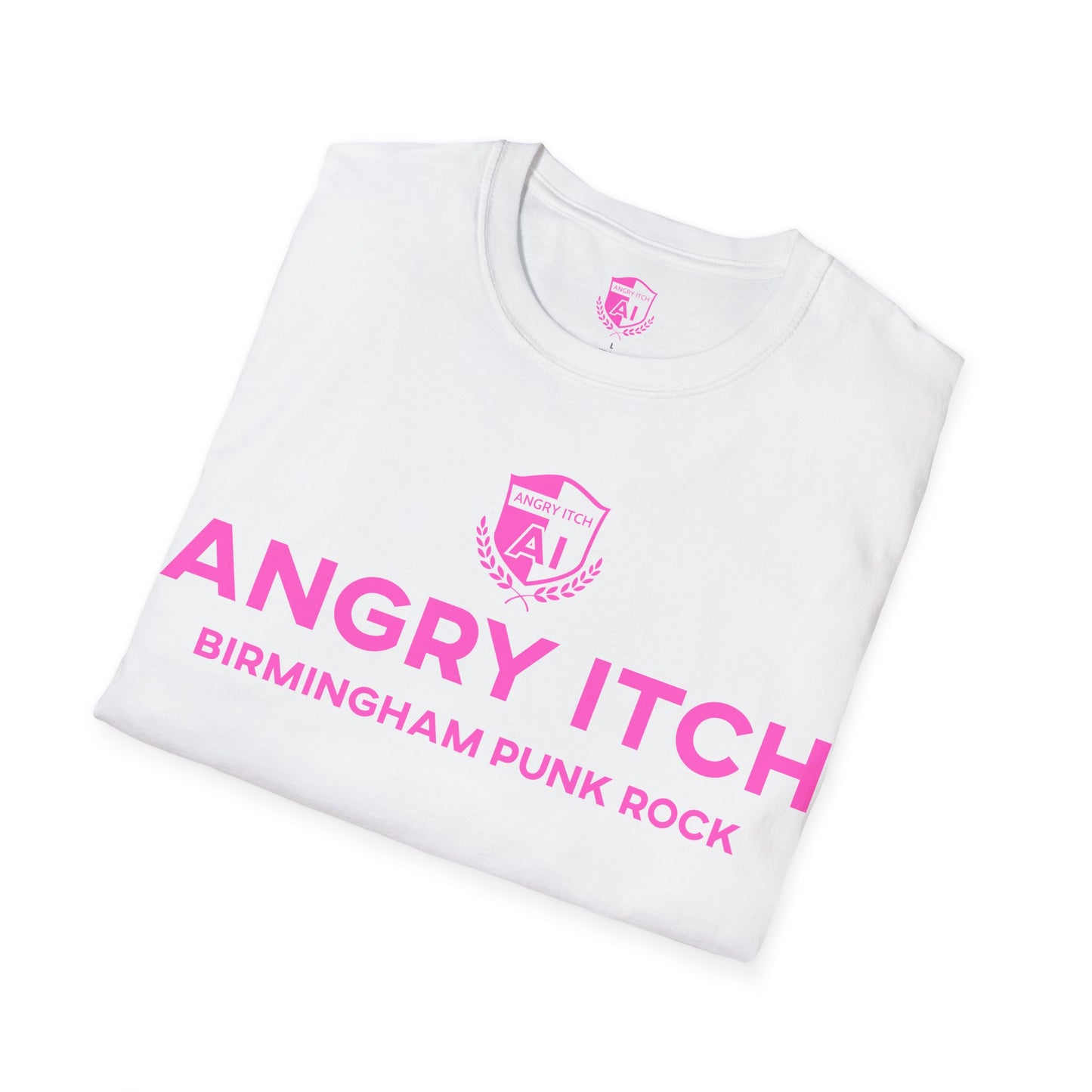 Angry Itch Pink Logo Sponsor T-Shirt - White
