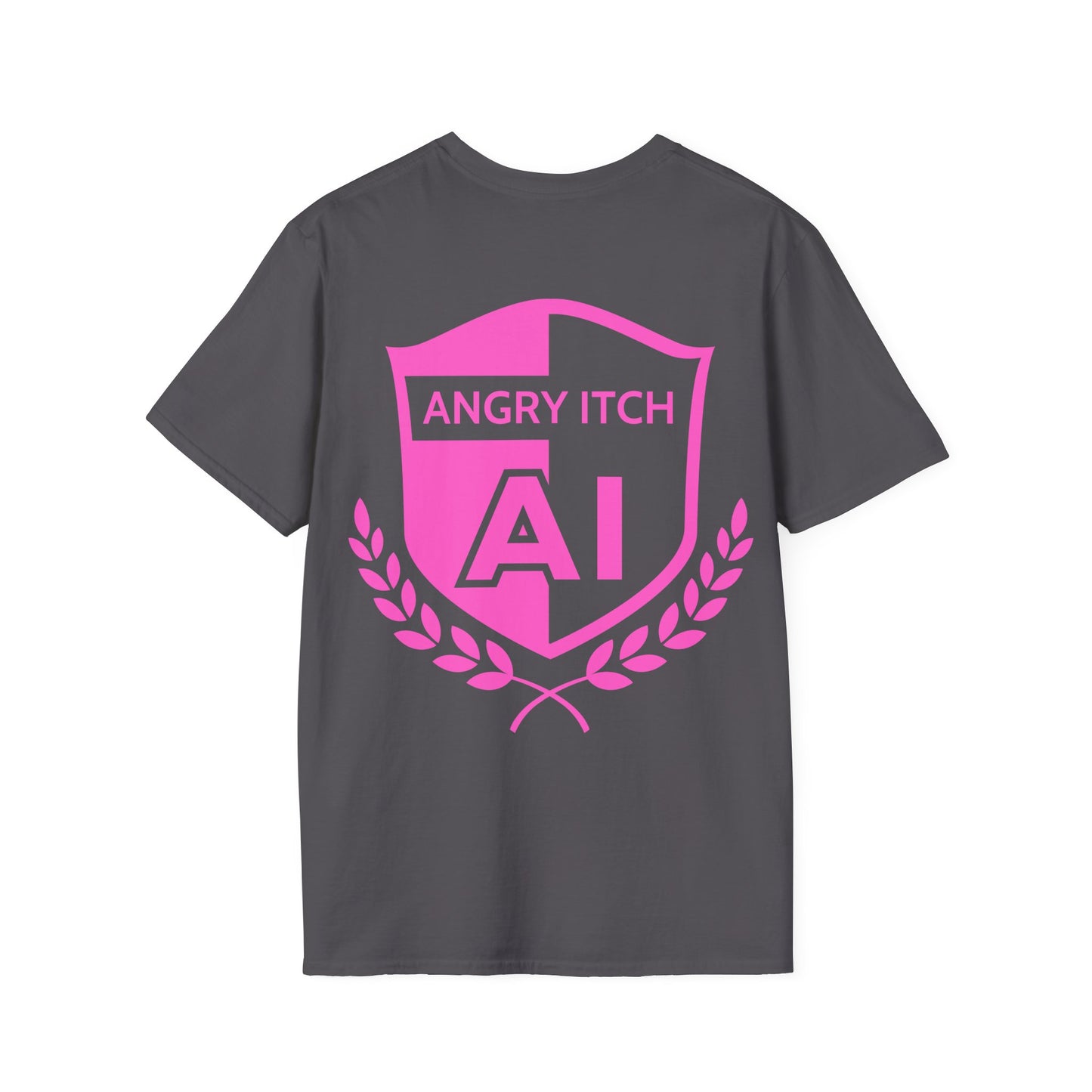 Angry Itch Pink Logo Sponsor T-Shirt - Charcoal