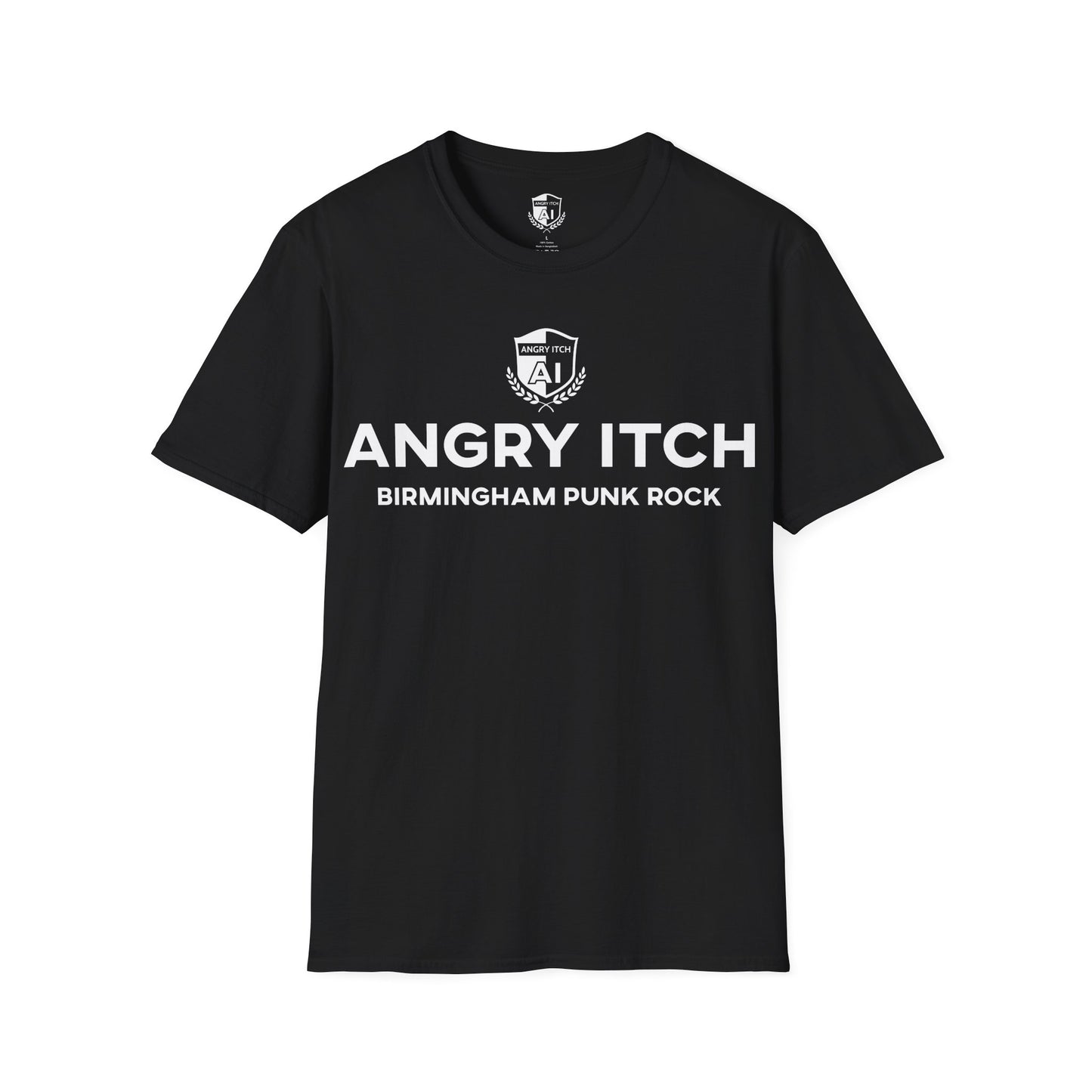 Angry Itch White Logo Sponsor T-Shirt - Black