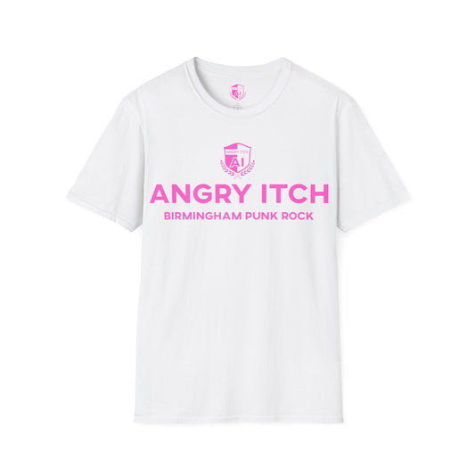 Angry Itch Pink Logo Sponsor T-Shirt - White