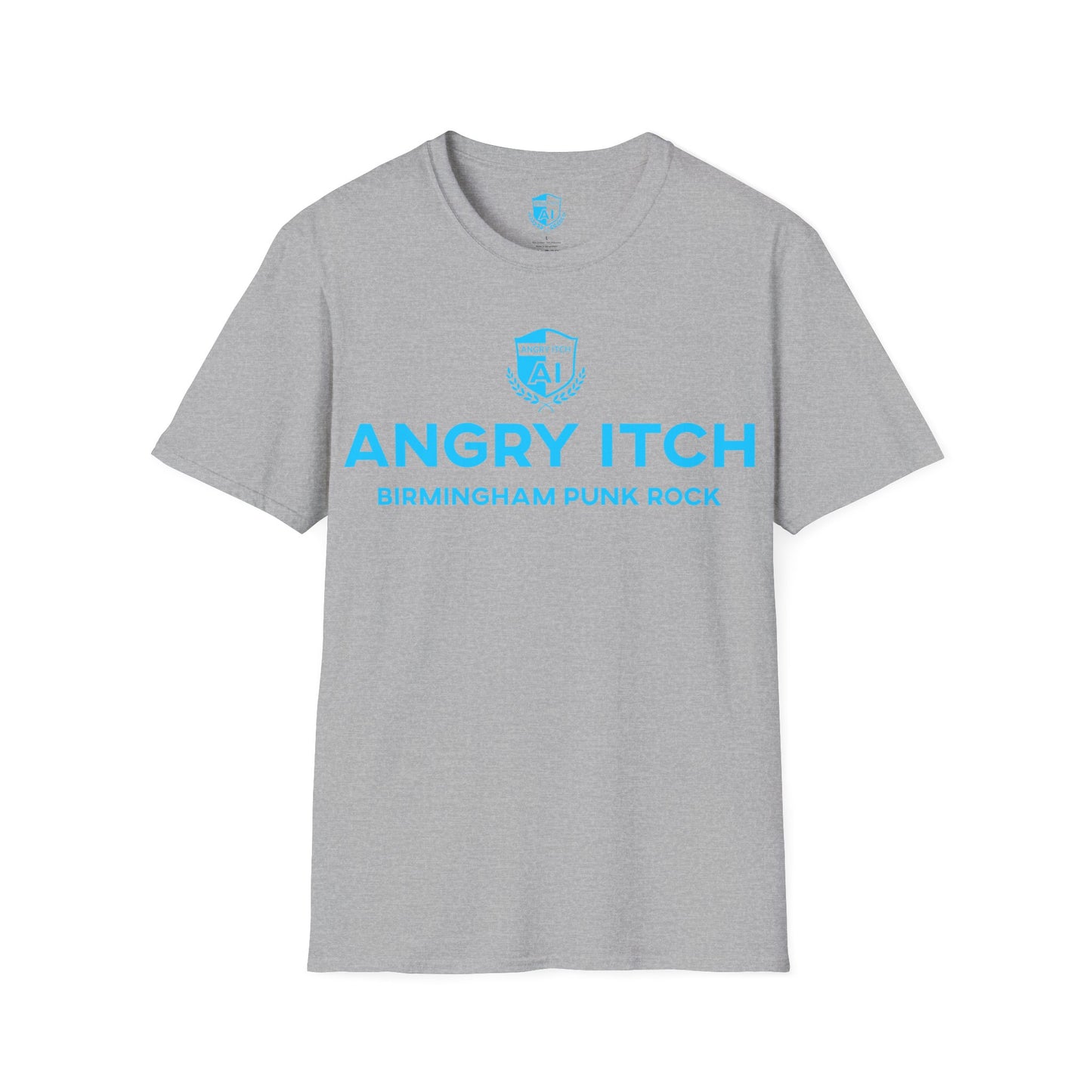 Angry Itch Blue Logo Sponsor T-Shirt - Grey
